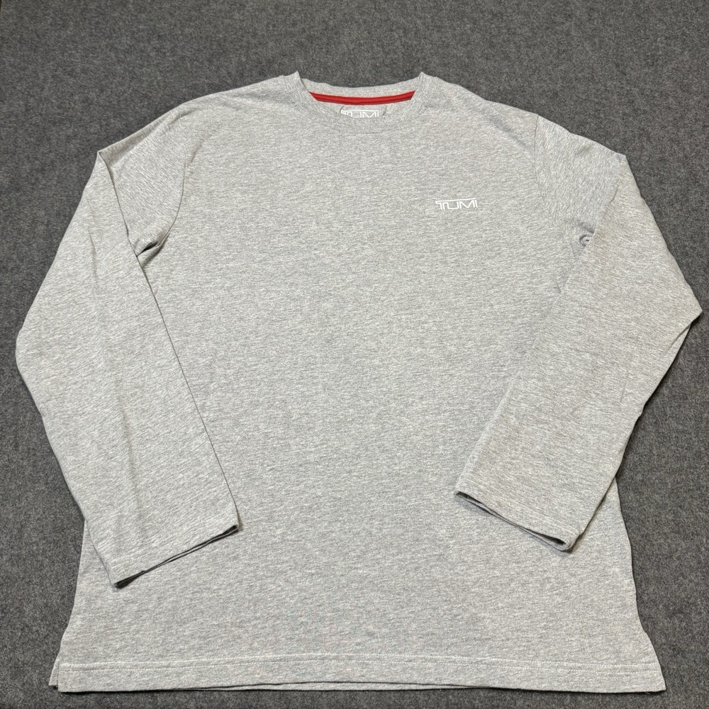 Tumi Shirt Mens L Gray Long Sleeve‎ Crewneck Air India Travel Logo Tee Luggage